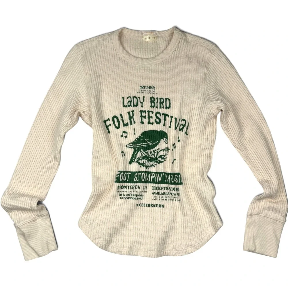 NWOT Mother The Itty Bitty Goodie Goodie Lady Bird Folk Festival Thermal Top M - Picture 2 of 9
